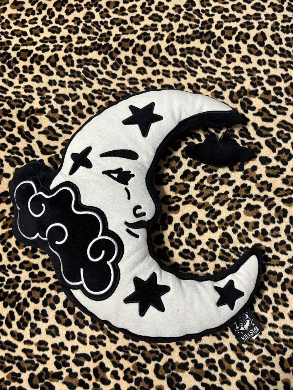 KILLSTAR 🖤 Moonbeam Pillow Stars Luna White Black Crescent Moon Goth Home Decor